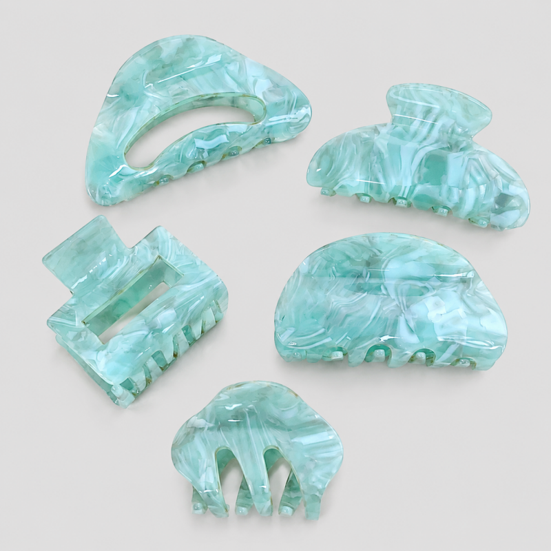 Light Cyan Marble Shark Hair Claw Clip