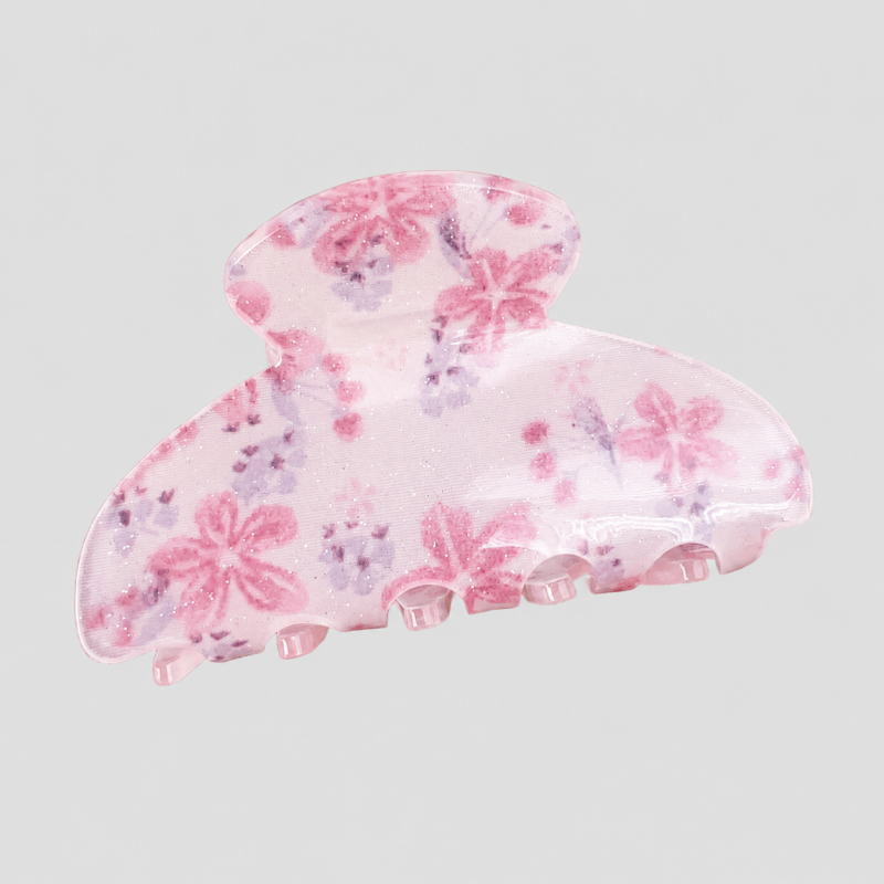Dried Flower Print Shark Hair Claw Clip