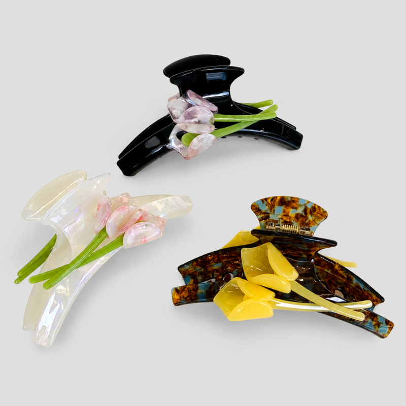 Tulip Flower Horseshoe Shark Hair Claw Clip