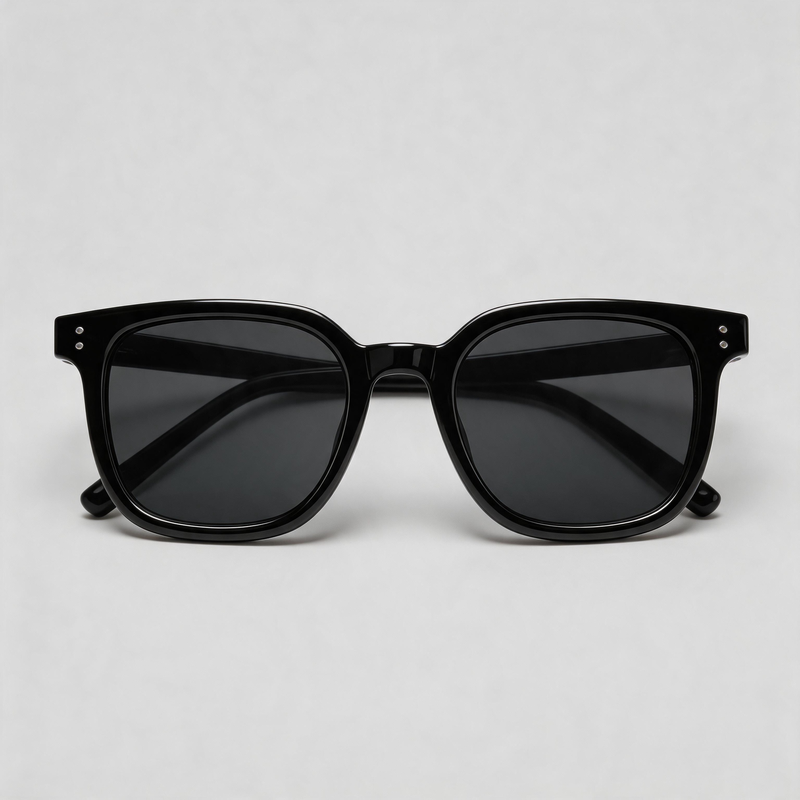 Black Frame Tea Tint Square Fashion Sunglasses
