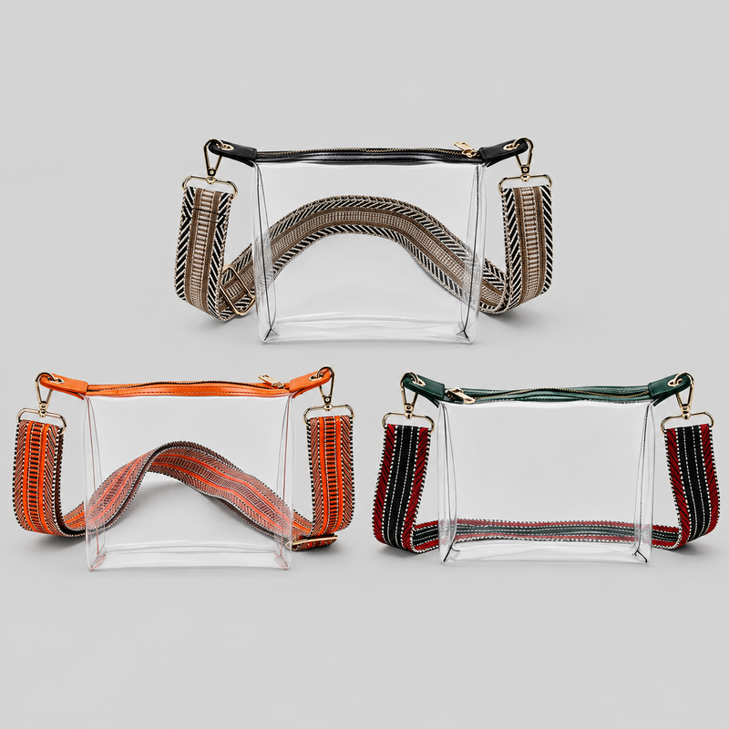 Stripe Strap Clear Bag
