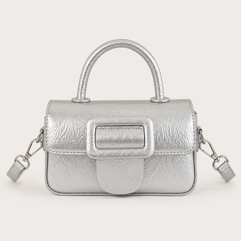 Faux Patent Leather Satchel Bag