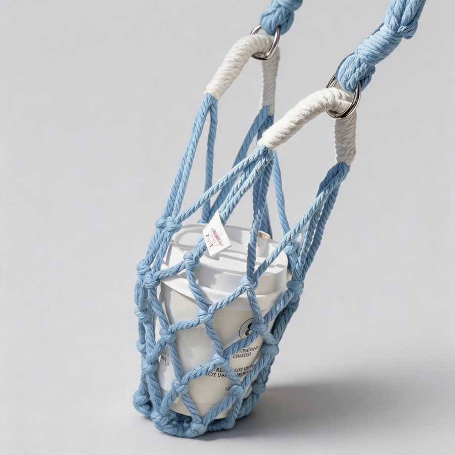 Multi-purpose Fabric Hand-Woven Mesh Bottle Carrier Bag