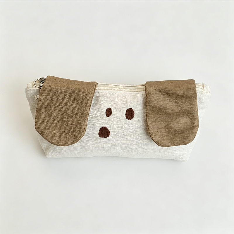 Dog Ear Canvas Zipper Pencil Pouch