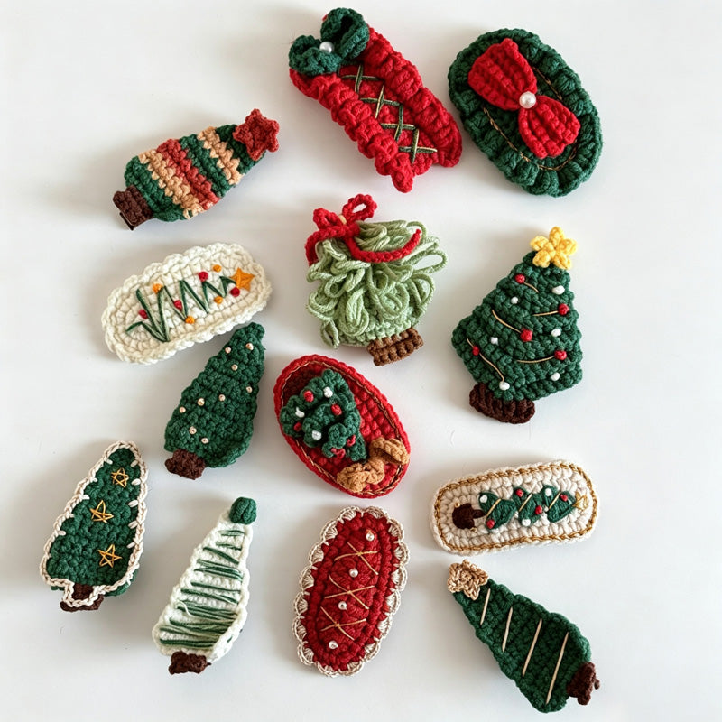 Crochet Christmas Tree Hair Clip
