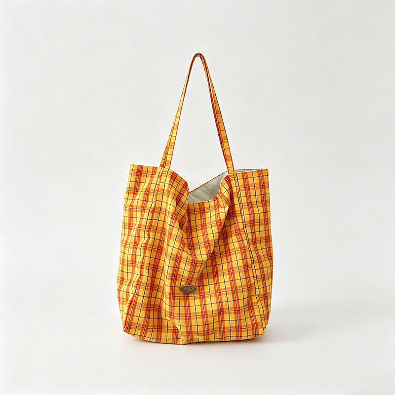 Plaid Market Tote Bag