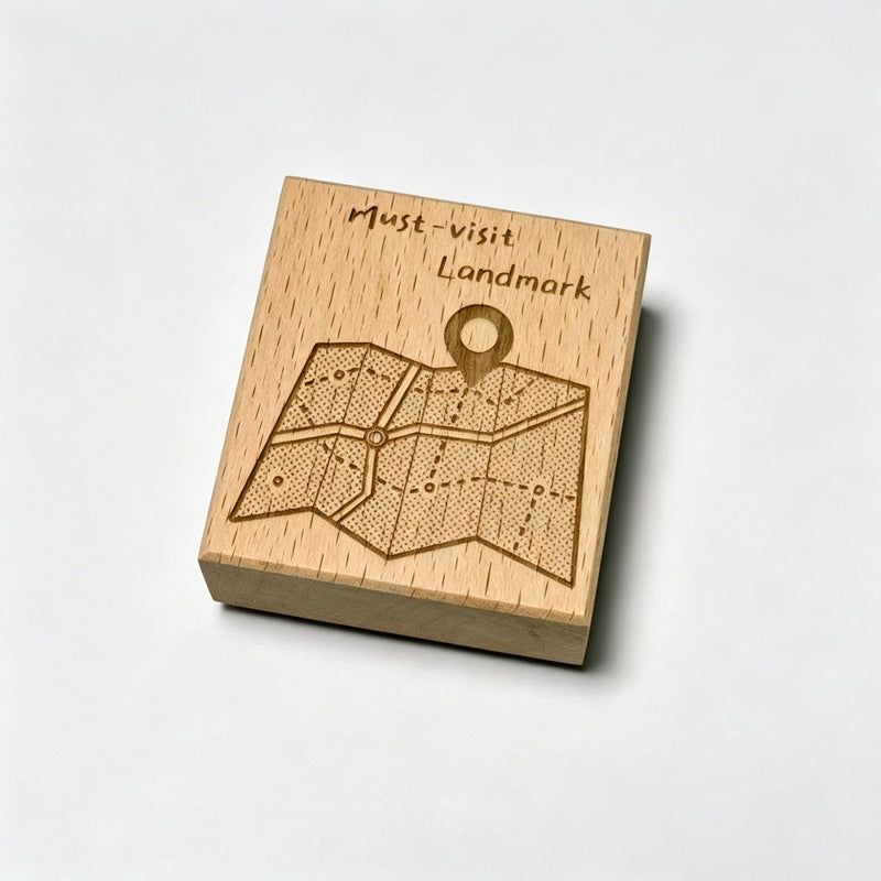 Map Pattern Beech Wood Stamp