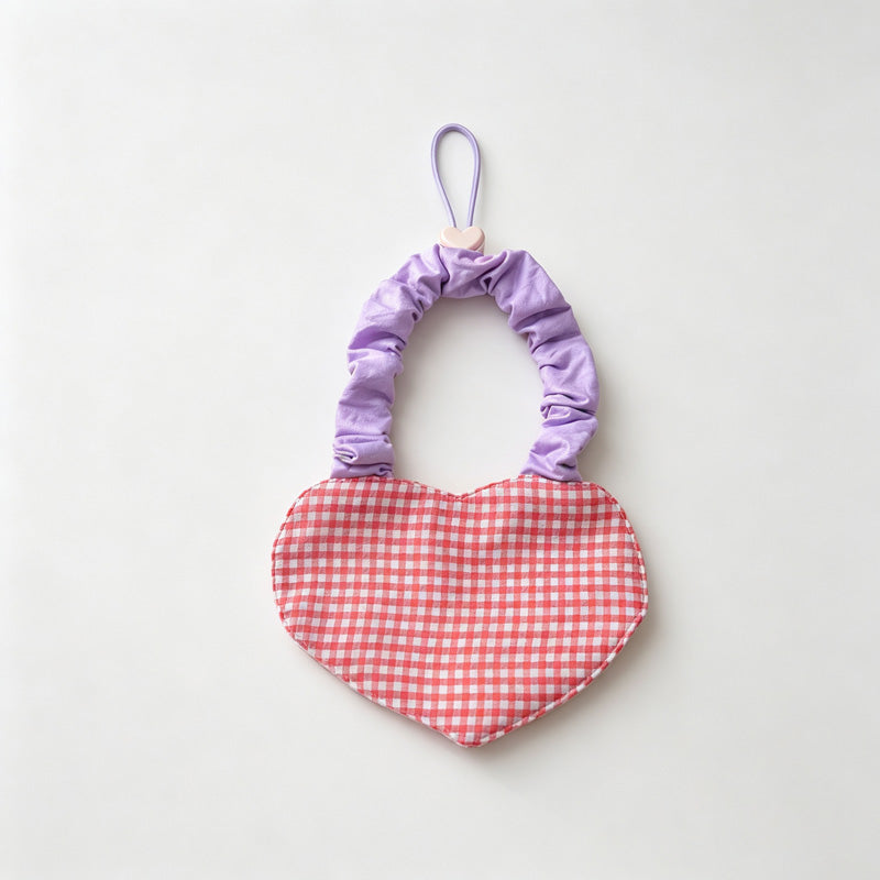 Heart Shape Plaid Hanging Hand Towel