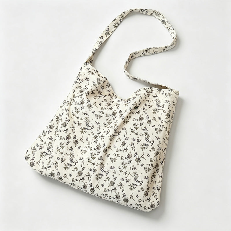 Floral Print Lined Shoulder Tote Bag