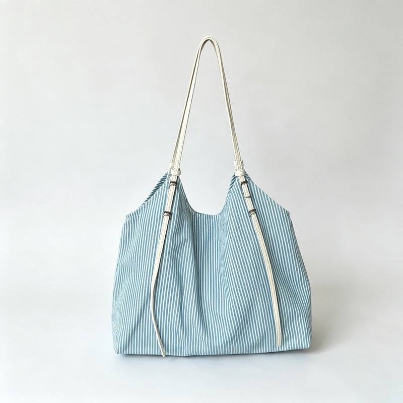 Striped Canvas Hobo Tote Bag