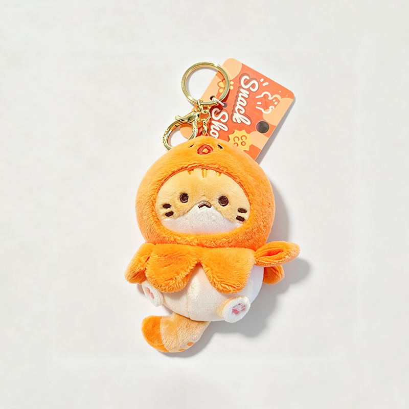 Food‑Outfit Cat Plush Keychain