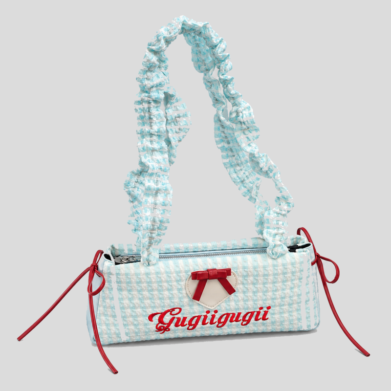 Plaid Bow Handle Underarm Bag