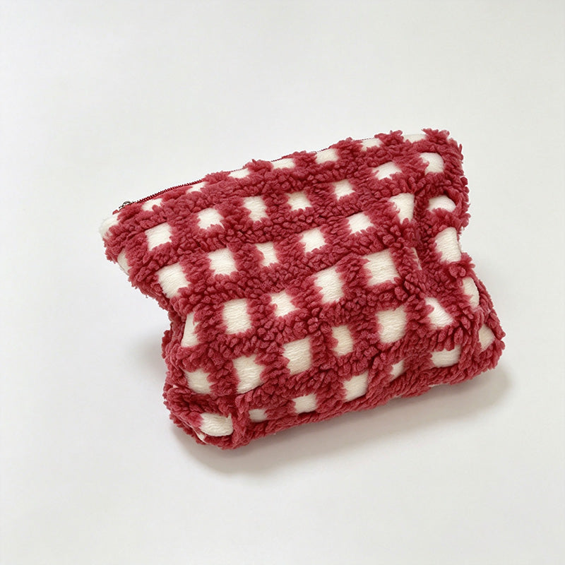 Woven Check Cosmetic Pouch