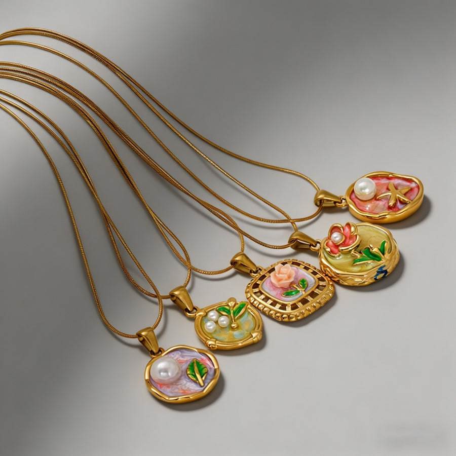 Vintage Enamel Tulip 18K Gold - Shopdayla Wholesale - #3282
