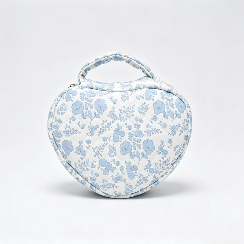 Heart‑Shaped Quilted Cosmetic Pouch