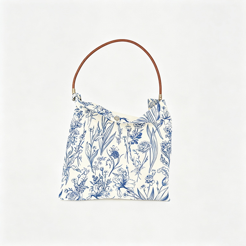 Blue Floral Print Shoulder Bag