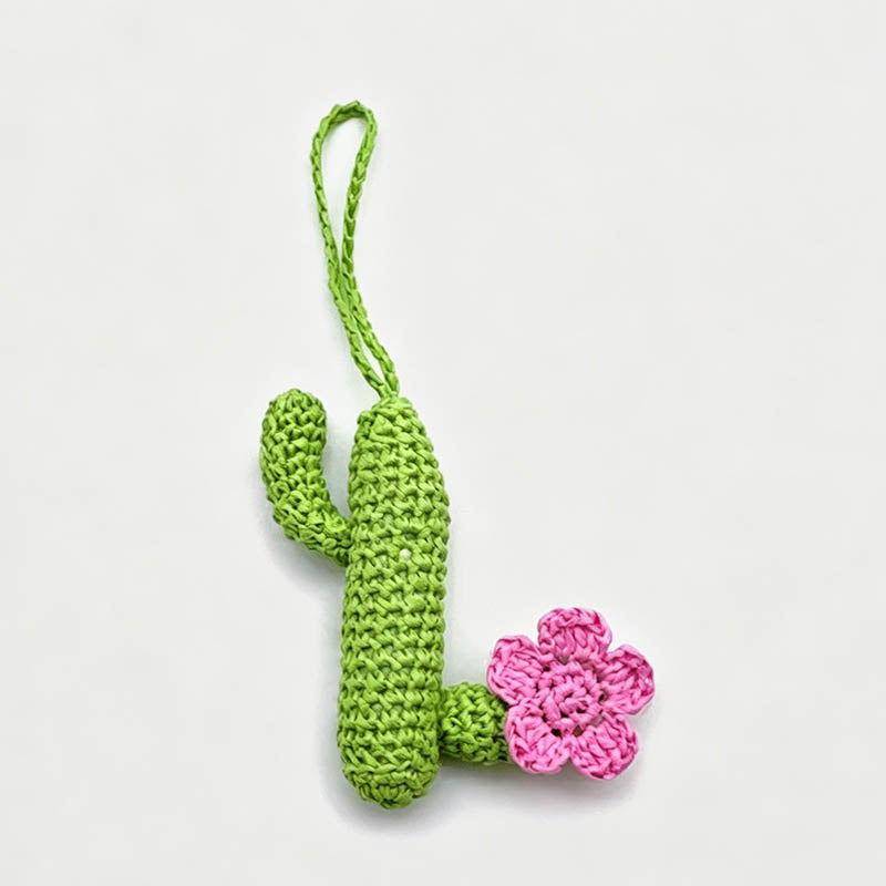 Woven Cactus Keychain Bag Charm