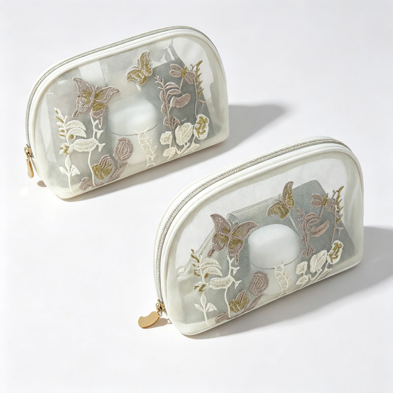 Butterfly Embroidery Mesh Pouch