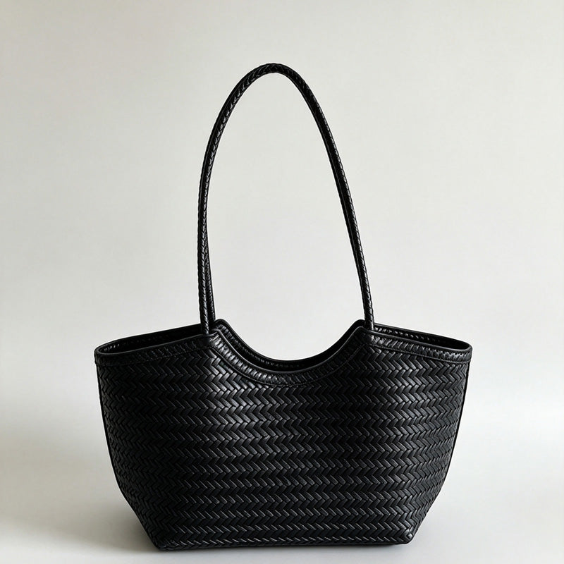 Woven Curve Shopper Tote Bag
