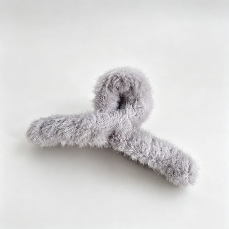 Fuzzy Bow Claw Clip