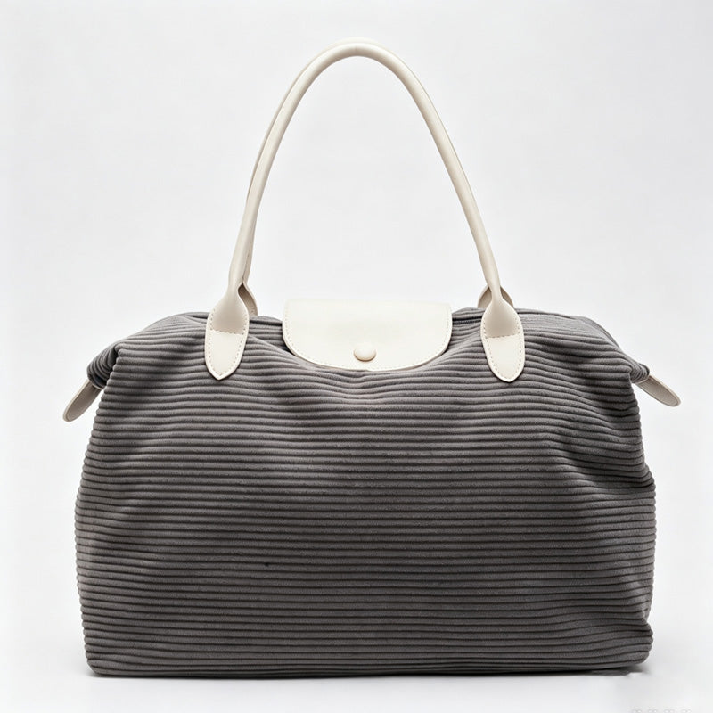 Striped Velvet Travel Tote Bag