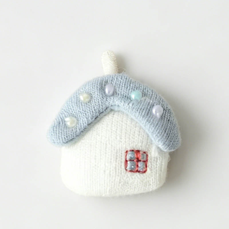 Artistic Pink Blue House Brooch