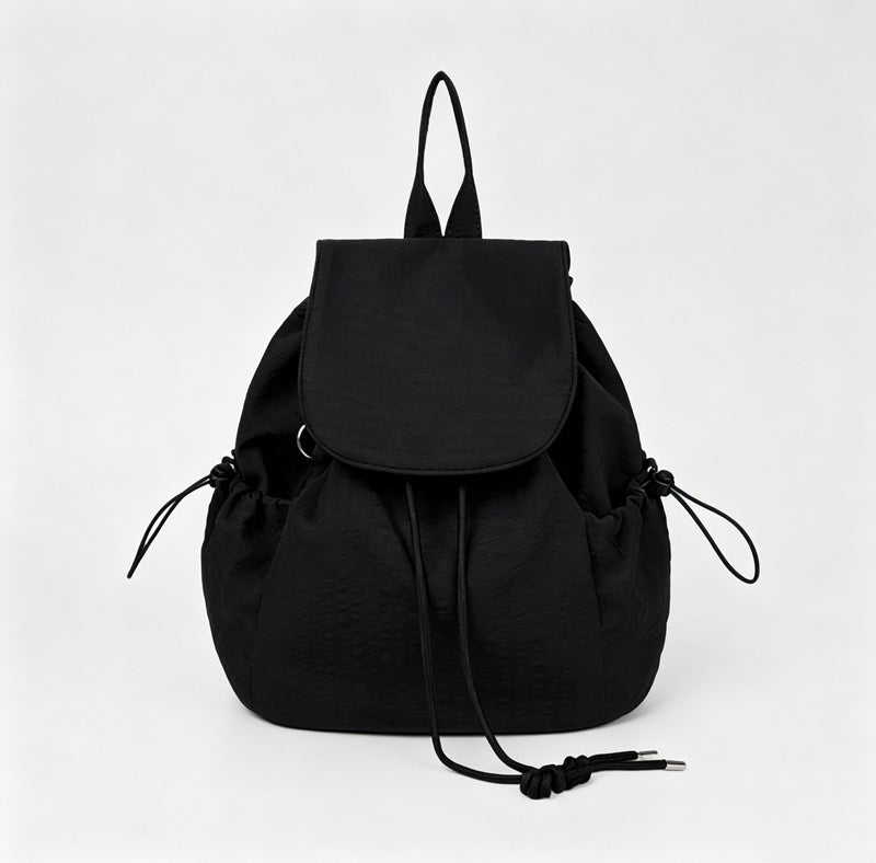 Check Drawstring Flap Backpack