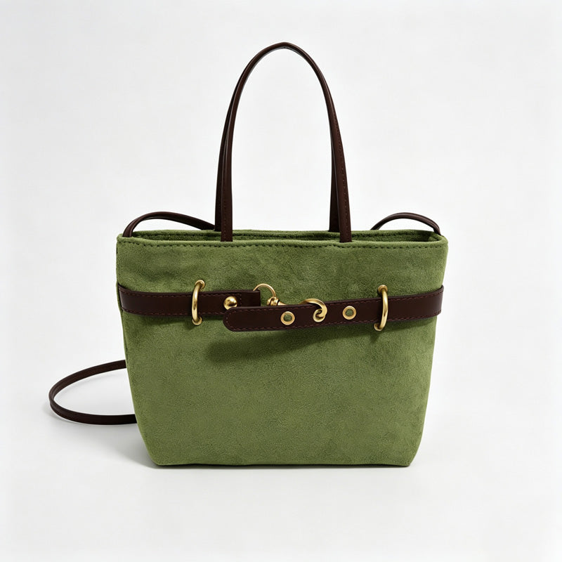 Faux Suede Mini Tote Crossbody Bag