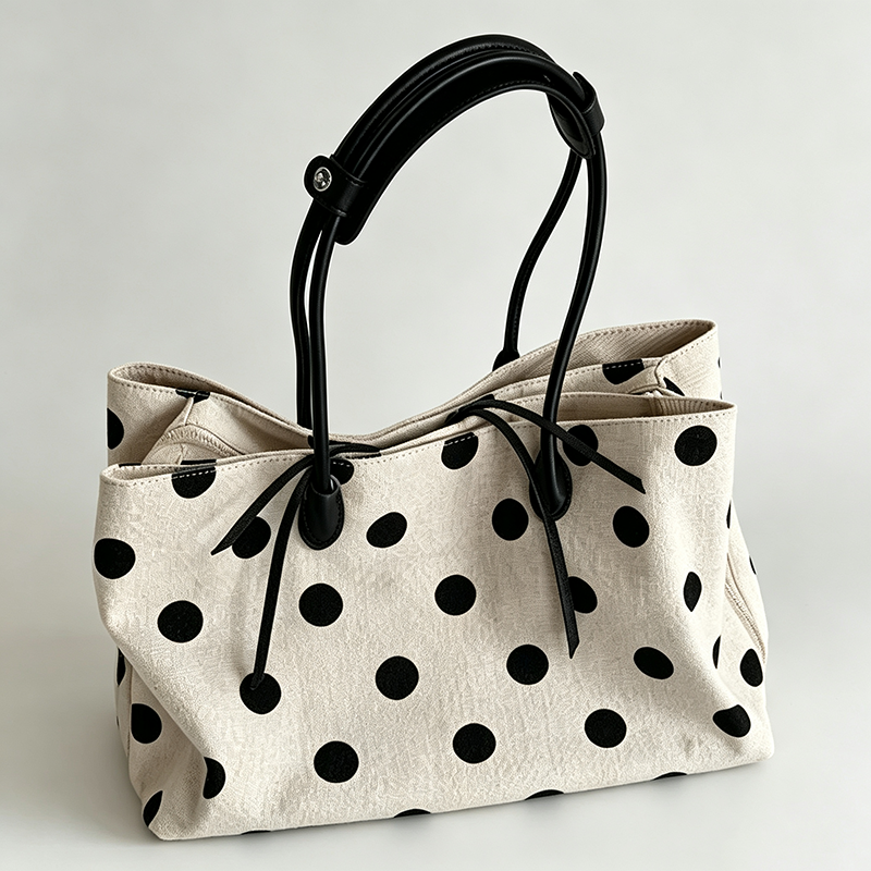 Polka Dot Canvas Tote Bag
