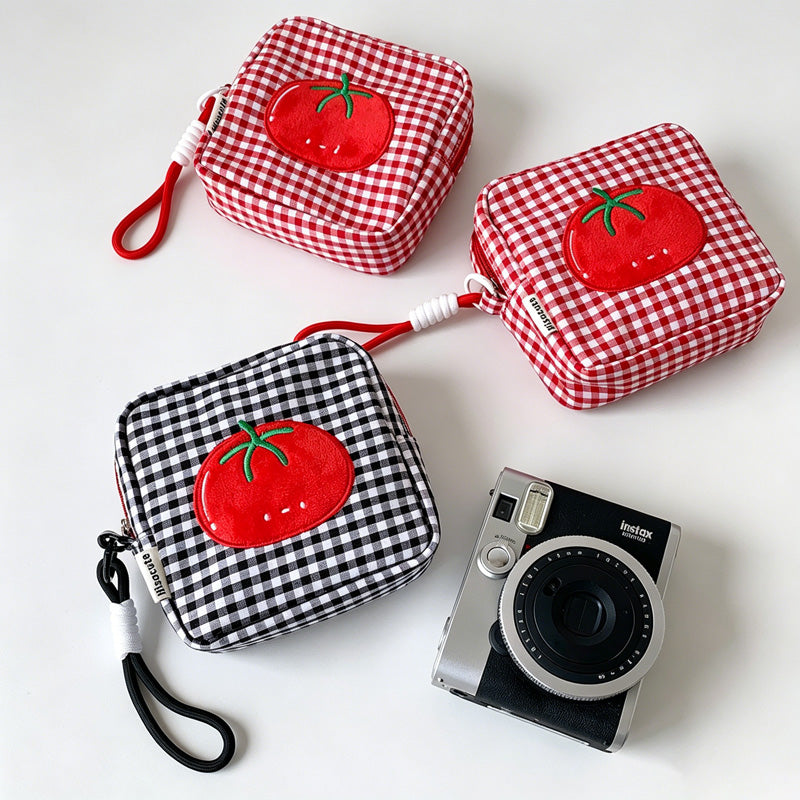 Gingham Tomato Wristlet Pouch