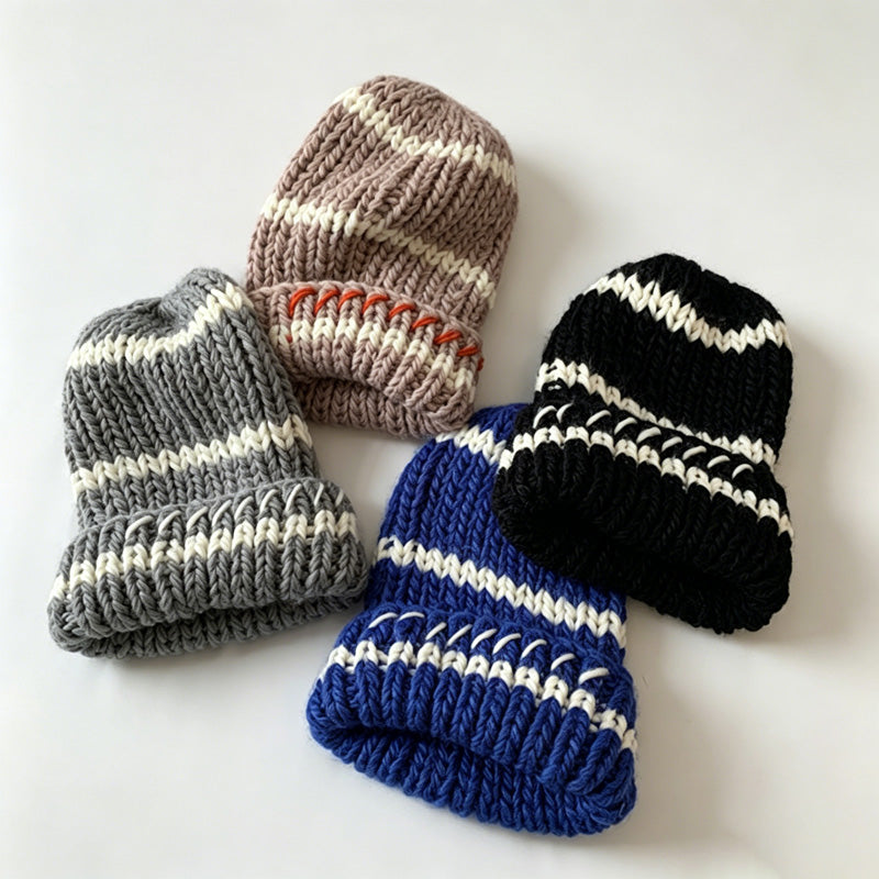 Striped Chunky Knit Beanie