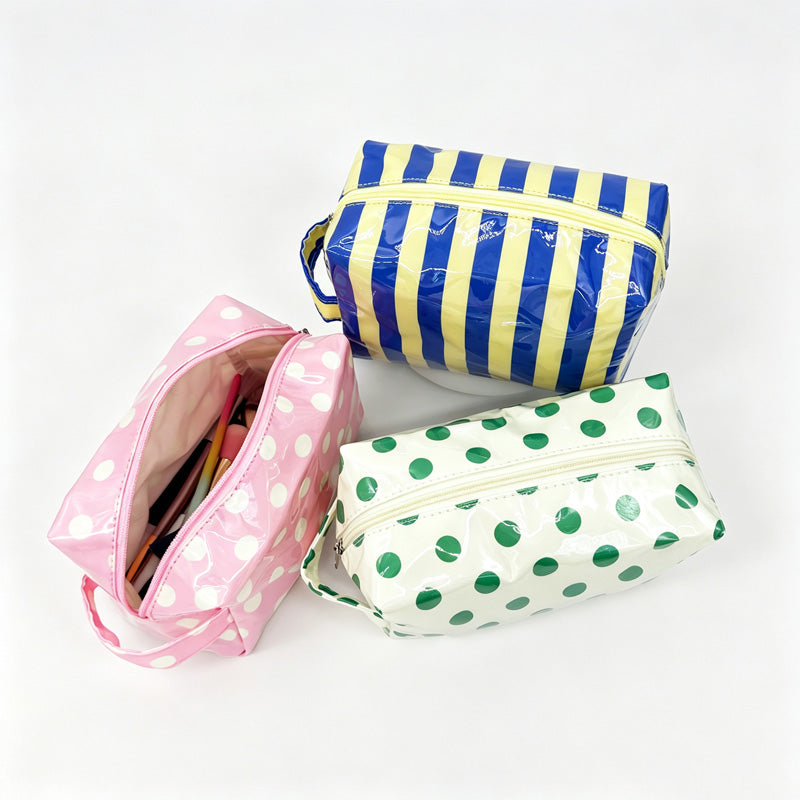 Polka Dots PVC Zipper Cosmetic Pouch