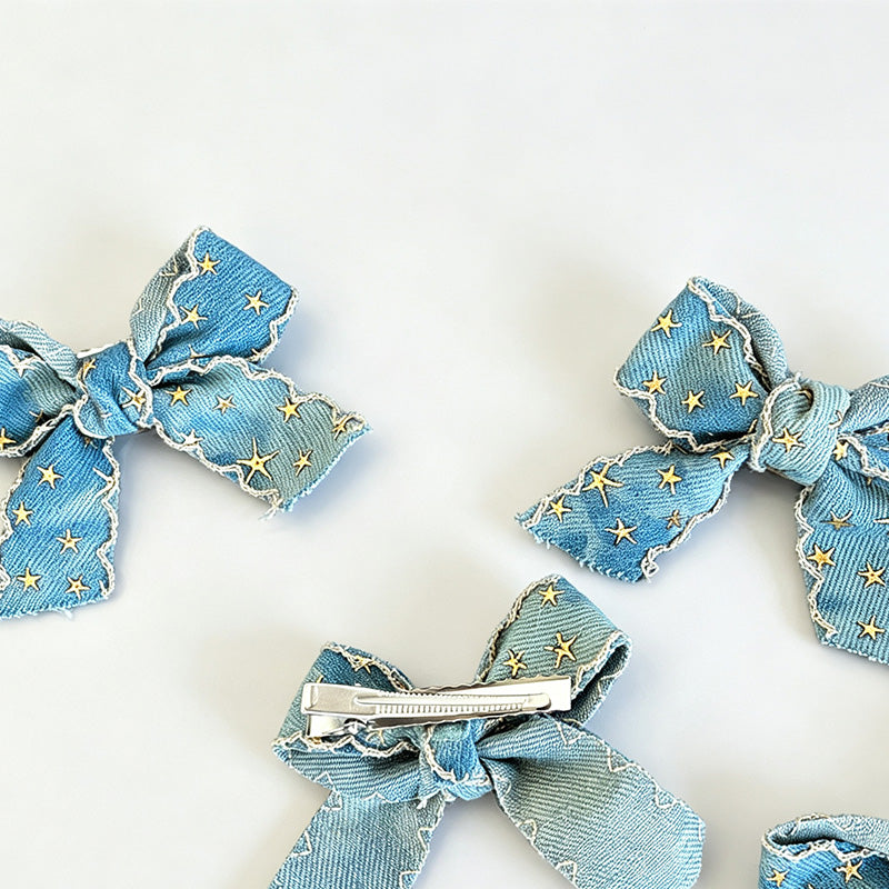 Denim Bow Hair Clip