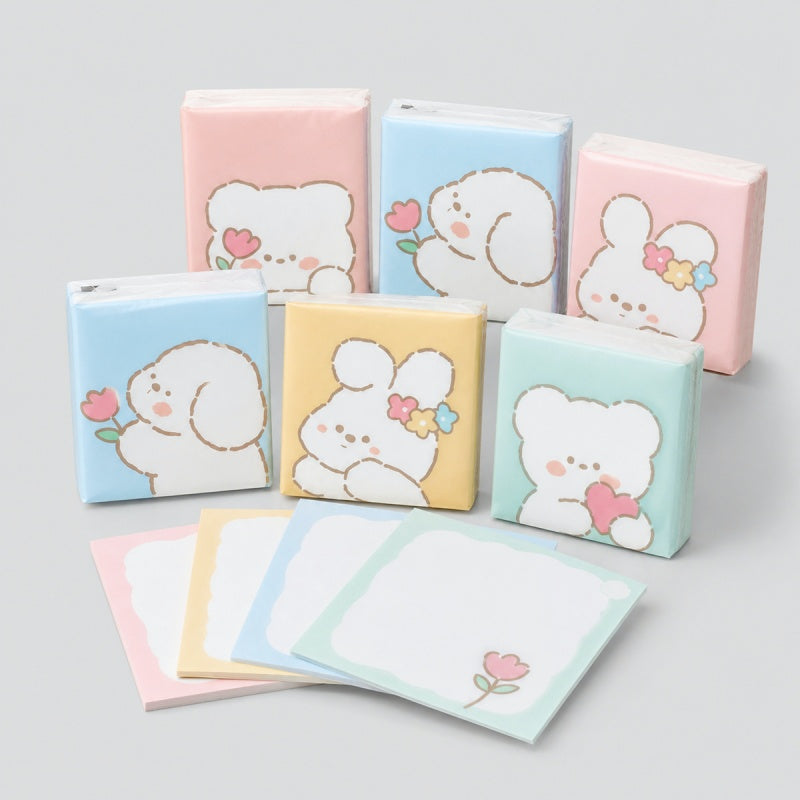 White Bear Print Pocket Tissues Set