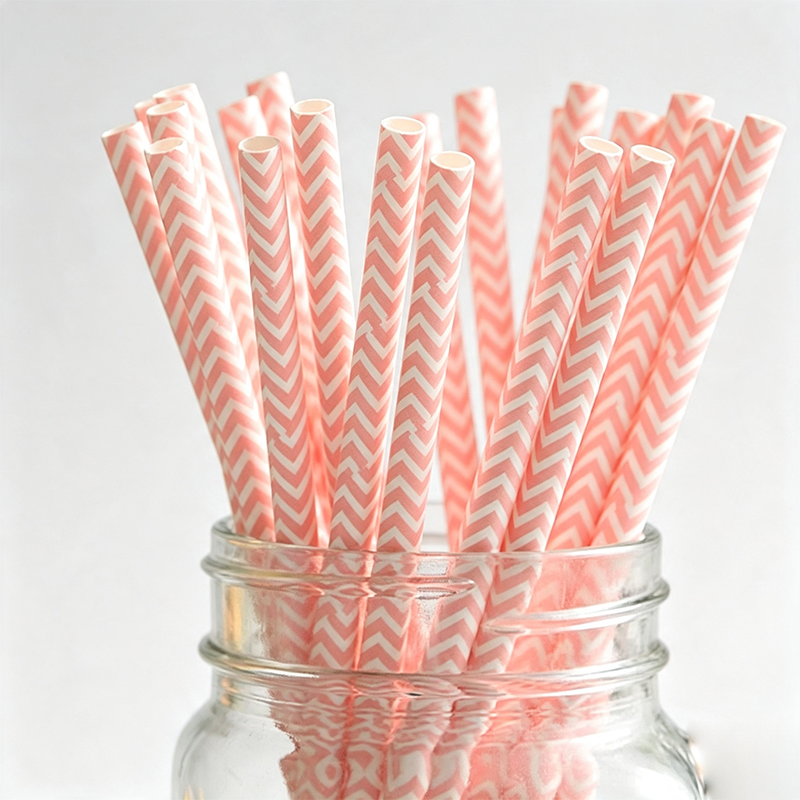 Pink Heart Paper Straw Set