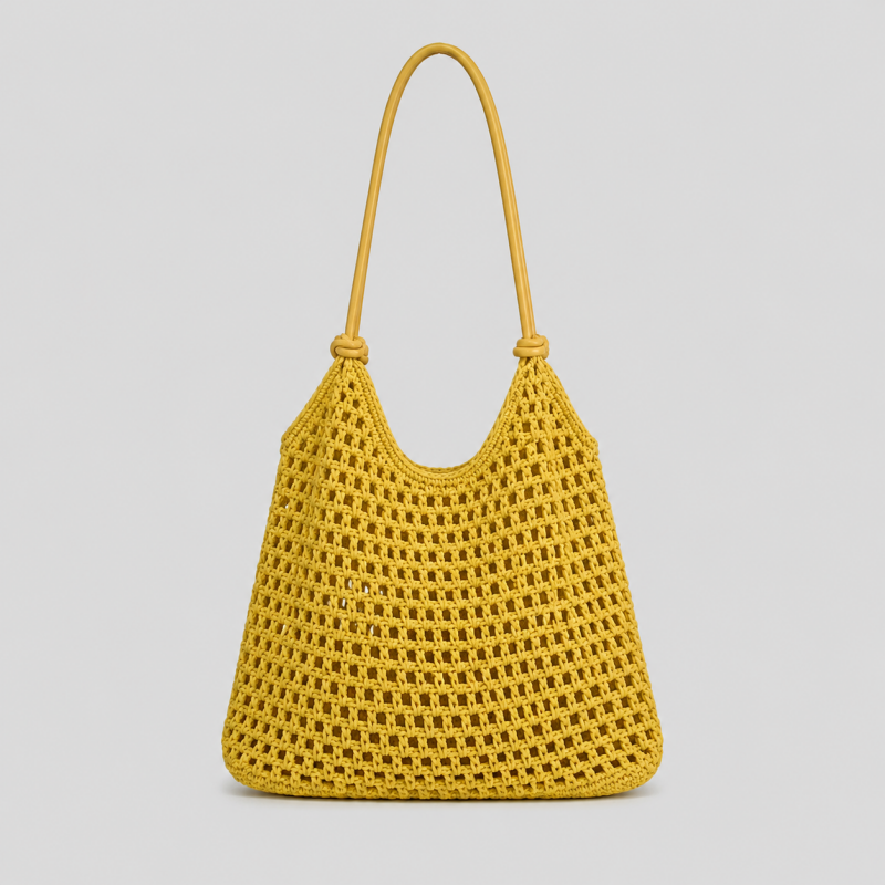 Open Stitch Shoulder Tote Bag