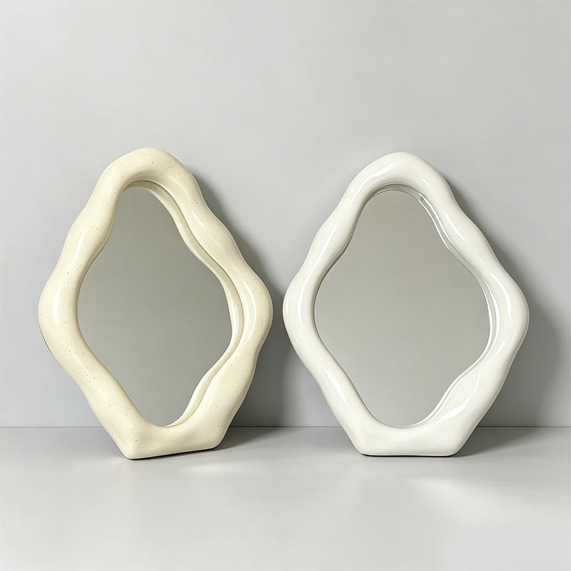 Irregular Wavy Ceramic Framed Decor Mirror