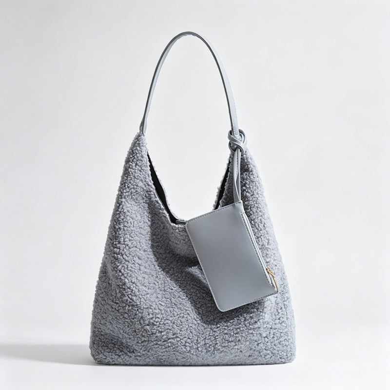 Fluffy Fleece Tote Shoulder Bag