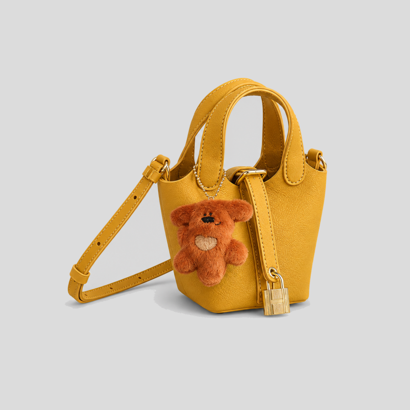 Bucket Crossbody Handle Bag with Charm