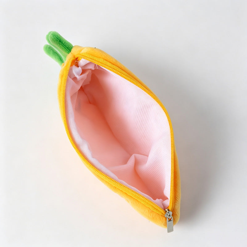 Vegetable‑Shaped Plush Zipper Pencil Pouch