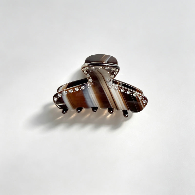 Rhinestone Inlay Striped Hair Claw