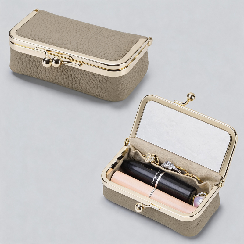 Faux Leather Kiss Lock Wallet