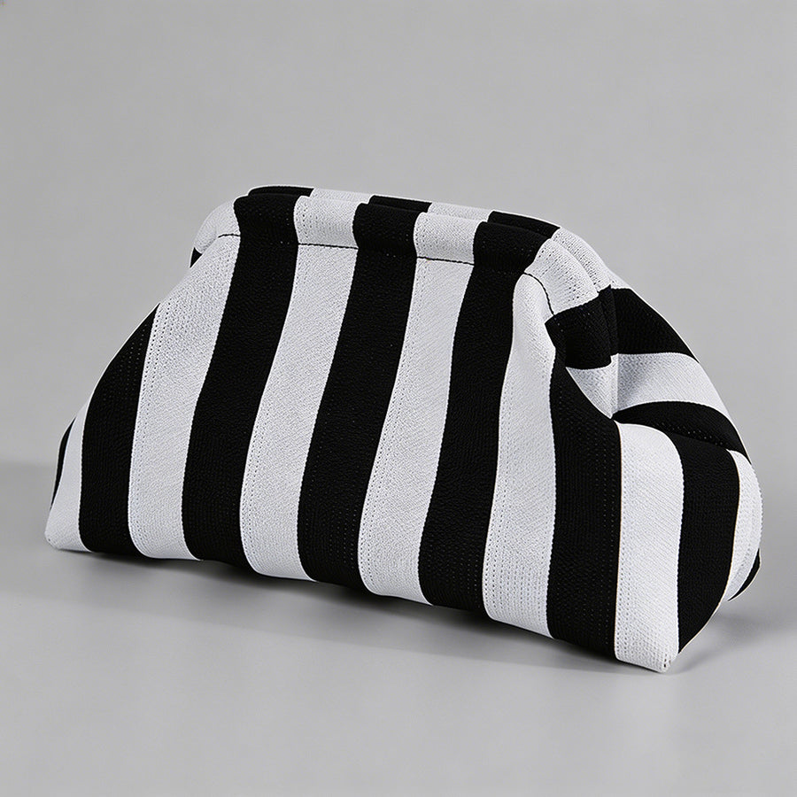 Block Striped Knit Cloud Bag - Shopdayla Wholesale - #6866