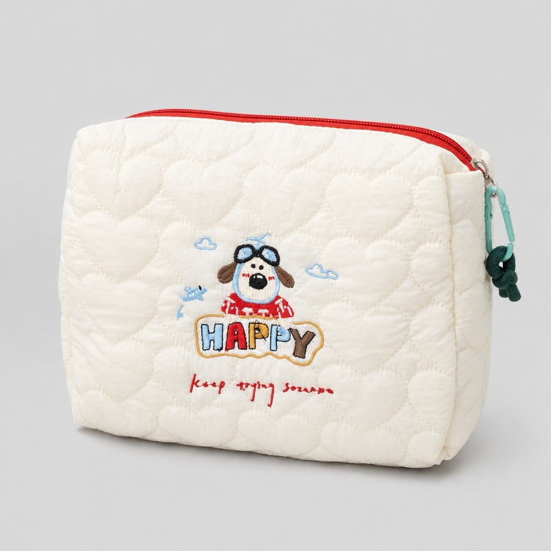 Puppy Embroidered Cosmetic Bag