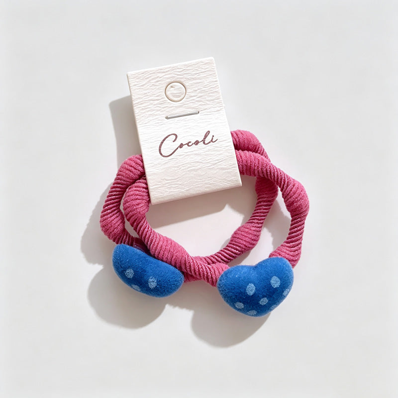 Polka Dot Heart Resin Hair Tie
