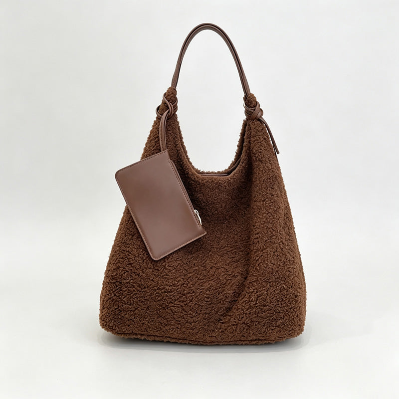 Fluffy Fleece Tote Shoulder Bag