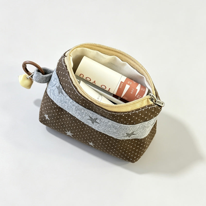 Plaid Spliced Mini Zipper Pouch