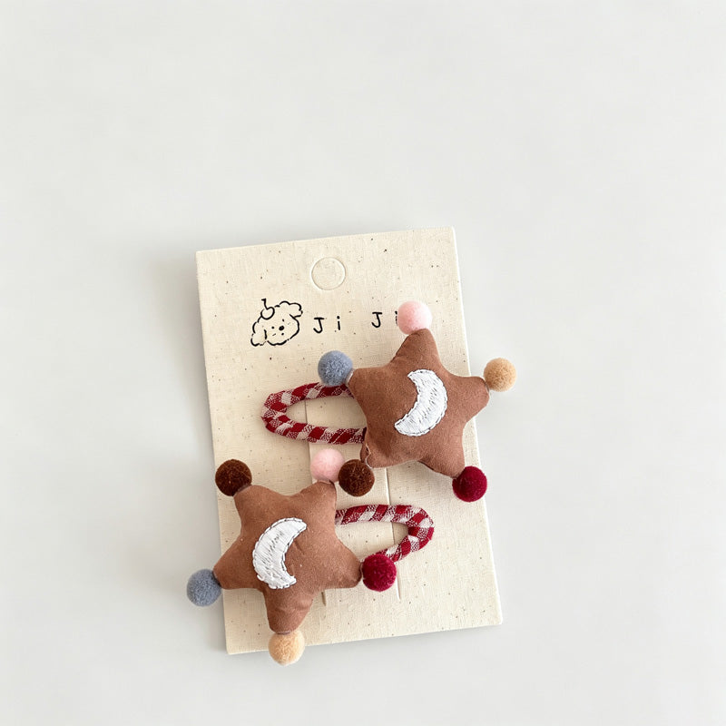 Star Moon Fabric Hair Clips