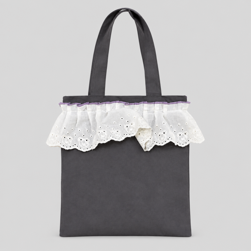 Floral Lace Trim Shoulder Handle Bag