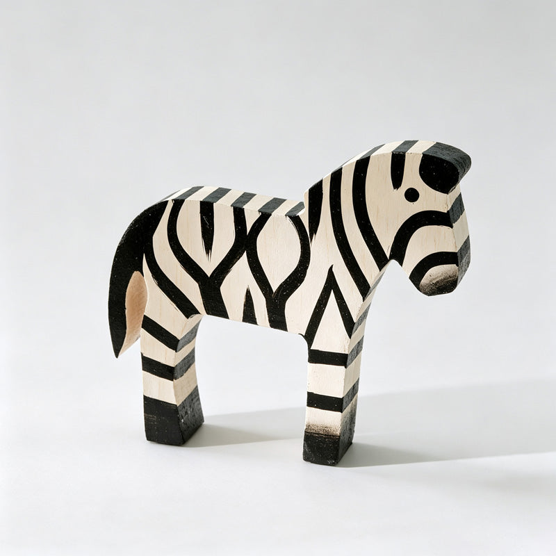 Wooden Zebra Figurines Set